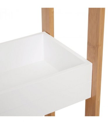 Bamboo Bathroom Shelves, 3-Tier, White, 27.5cm x 20.8cm x 74cm, Eco-Friendly