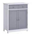 Bathroom Cabinet Grey White MDF 2-Drawer Freestanding 60cmx30cmx75cm Storage