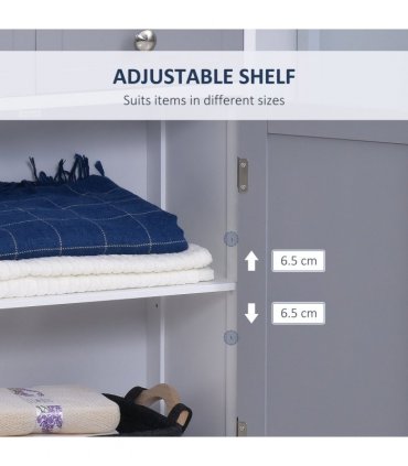 Bathroom Cabinet Grey White MDF 2-Drawer Freestanding 60cmx30cmx75cm Storage