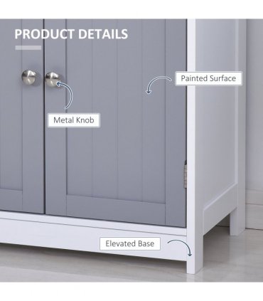 Bathroom Cabinet Grey White MDF 2-Drawer Freestanding 60cmx30cmx75cm Storage