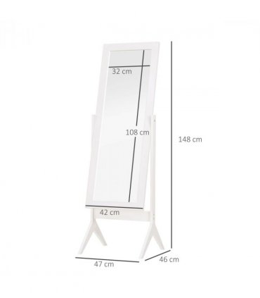 Tall Freestanding Dressing Mirror w/Adjustable Tilt White
