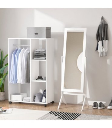 Tall Freestanding Dressing Mirror w/Adjustable Tilt White