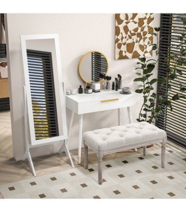 Tall Freestanding Dressing Mirror w/Adjustable Tilt White
