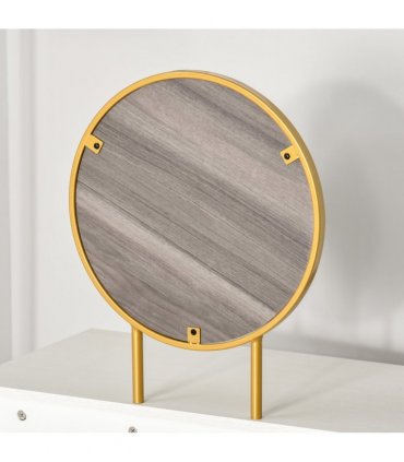 HOMCOM Modern Dressing Table w/ 2 Drawers Round Mirror for Bedroom White