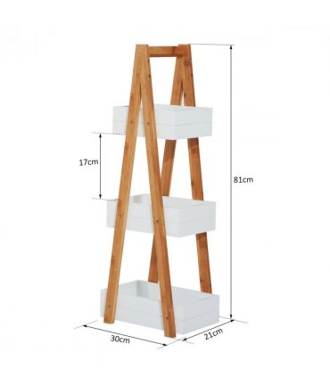 Bathroom A-Shape Rack, 3-Tier-Bamboo