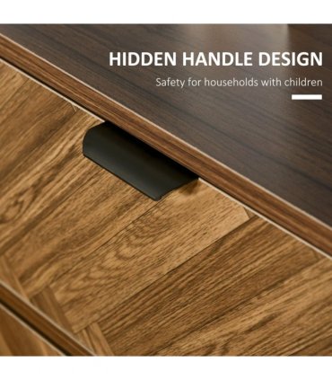 Side Cabinet 48cm x 39.5cm x 61cm Walnut Brown Herringbone Pattern Drawer Unit
