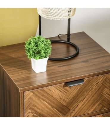 Side Cabinet 48cm x 39.5cm x 61cm Walnut Brown Herringbone Pattern Drawer Unit