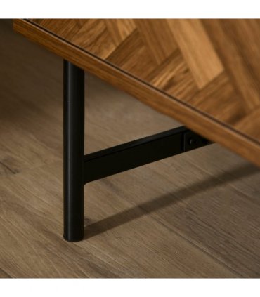 Side Cabinet 48cm x 39.5cm x 61cm Walnut Brown Herringbone Pattern Drawer Unit
