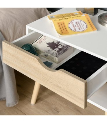 Bedside Table with Drawer and Shelf, Modern Nightstand, End Table