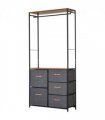 175x83cm Freestanding Clothes Hanger Storage Unit SteelBlack Brown Coat Rack