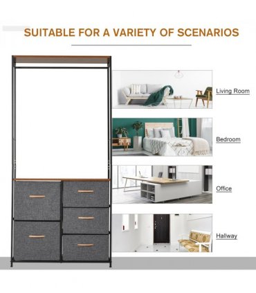 175x83cm Freestanding Clothes Hanger Storage Unit SteelBlack Brown Coat Rack