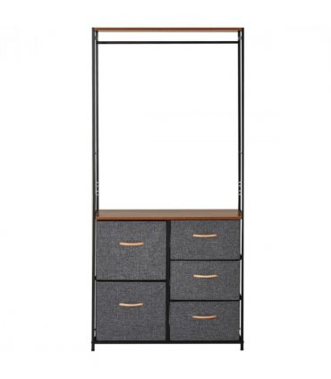 175x83cm Freestanding Clothes Hanger Storage Unit SteelBlack Brown Coat Rack