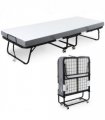 Folding Bed with 10cm Mattress, Portable Foldable Guest Bed Metal Frame