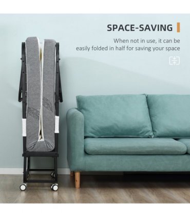 Folding Bed with 10cm Mattress, Portable Foldable Guest Bed Metal Frame