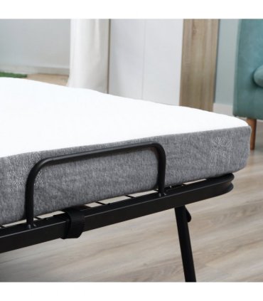 Folding Bed with 10cm Mattress, Portable Foldable Guest Bed Metal Frame