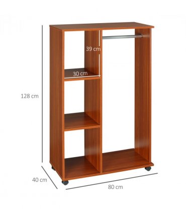 Open Wardrobe W/ Clothes Hanging Rail-Walnut