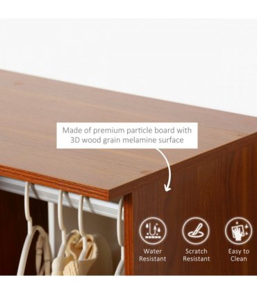 Open Wardrobe W/ Clothes Hanging Rail-Walnut