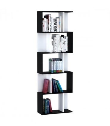 5-tier Bookcase Storage Display Shelving S Shape design Unit Divider Black