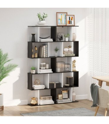 5-tier Bookcase Storage Display Shelving S Shape design Unit Divider Black