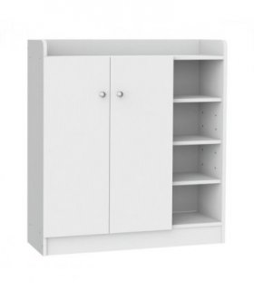 Shoe Storage Cabinet Home 2 Doors w/Adjustable 4 Shelves White