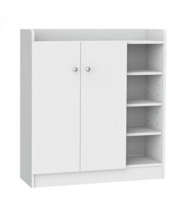 Shoe Storage Cabinet Home 2 Doors w/Adjustable 4 Shelves White