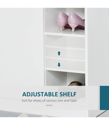 Shoe Storage Cabinet Home 2 Doors w/Adjustable 4 Shelves White