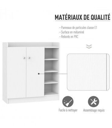 Shoe Storage Cabinet Home 2 Doors w/Adjustable 4 Shelves White