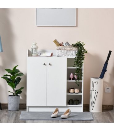 Shoe Storage Cabinet Home 2 Doors w/Adjustable 4 Shelves White