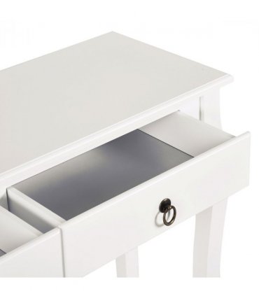 Console Table Storage Display Desk W/ 2 Drawers-Ivory White