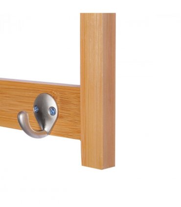 Wall Mounted Coat Rack Natural Wood Finish 50 cm x 16 cm x 17.5 cm Sturdy Hooks