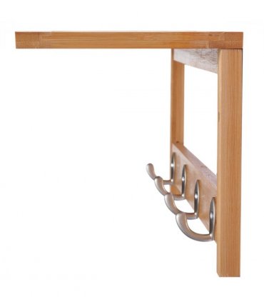 Wall Mounted Coat Rack Natural Wood Finish 50 cm x 16 cm x 17.5 cm Sturdy Hooks