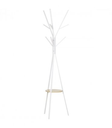 180cm Coat Rack Metal Clothes and Scarves Hat Hanger Hall Tree 9 Hooks-White
