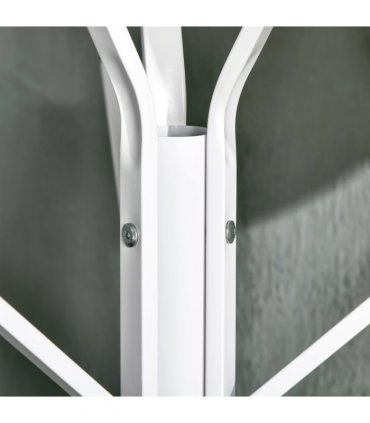 180cm Coat Rack Metal Clothes and Scarves Hat Hanger Hall Tree 9 Hooks-White