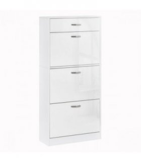 Shoe Cabinet 4 Drawers Storage with Flip Doors Shelves for 18 Pairs White