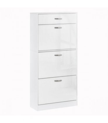Shoe Cabinet 4 Drawers Storage with Flip Doors Shelves for 18 Pairs White