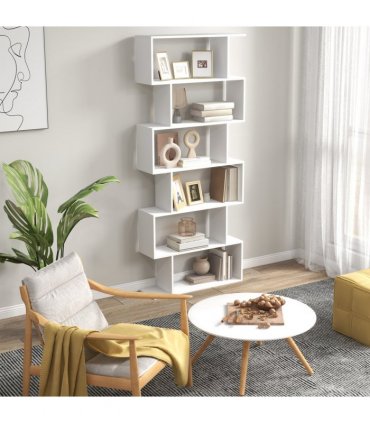 Shelving Unit White Particle Board 6-Tier Asymmetrical Shelving Unit 80x23x192cm