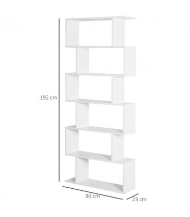 Shelving Unit White Particle Board 6-Tier Asymmetrical Shelving Unit 80x23x192cm