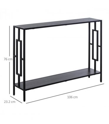 Console Table  2 Shelves MDF Steel Frame in Art Deco Square Style 76x106cm