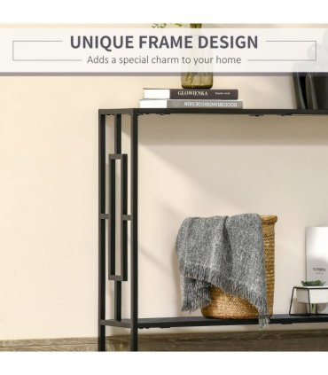 Console Table  2 Shelves MDF Steel Frame in Art Deco Square Style 76x106cm