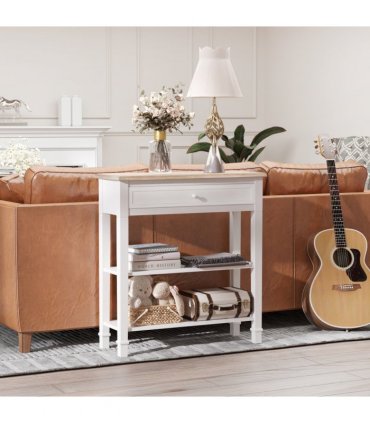 MDF Wide Drawer Console Table White