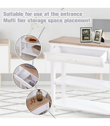 MDF Wide Drawer Console Table White