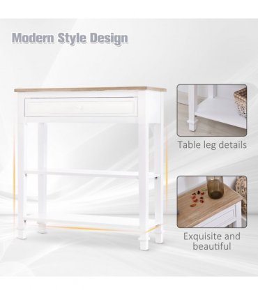 MDF Wide Drawer Console Table White