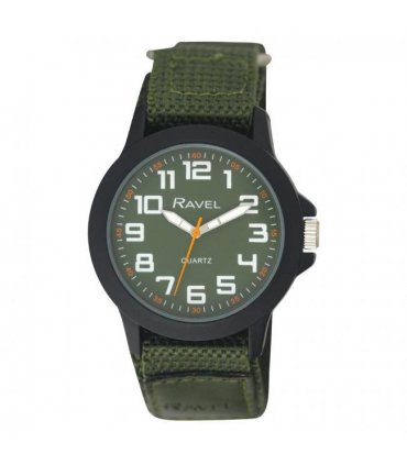 Ravel Men Sports Case Green Arabic Dial Green Velcro Strap Watch R1601.65.66