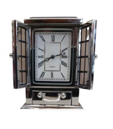 Miniature Clock Rectangle Silver Plated Solid Brass IMP40S - CLEARANCE NEEDS RE-BATTERY