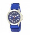 Men Sports Case Blue Arabic Dial Blue Velcro Strap Watch 40mm Easy Read Hands