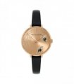 Amelia Austin Ladies Spider Black Leather Strap Grey Stone Set Etched Dial Watch AA2004