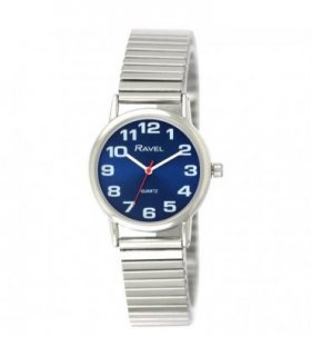 Wristwatch Silver Round Dial Silver Expander Bracelet Watch 36mm Men Metal