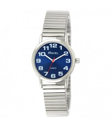 Wristwatch Silver Round Dial Silver Expander Bracelet Watch 36mm Men Metal