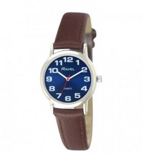 Watches Women's Classic Blue Dial Brown Strap Watch 26.00 cm Blue