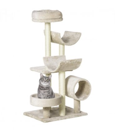 Multi-Level Large Cat Tree Scratching Post Perch Play Center Tunnel Beige